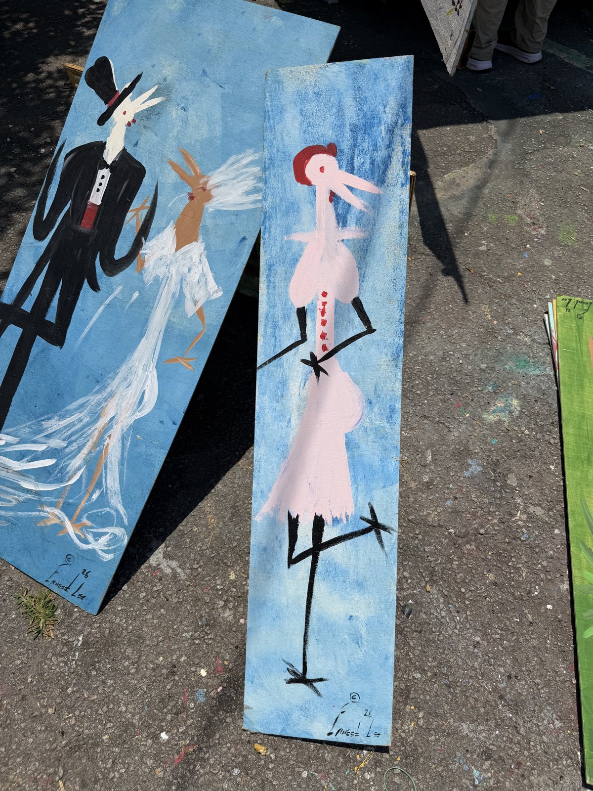 Funky dancing chicken painting