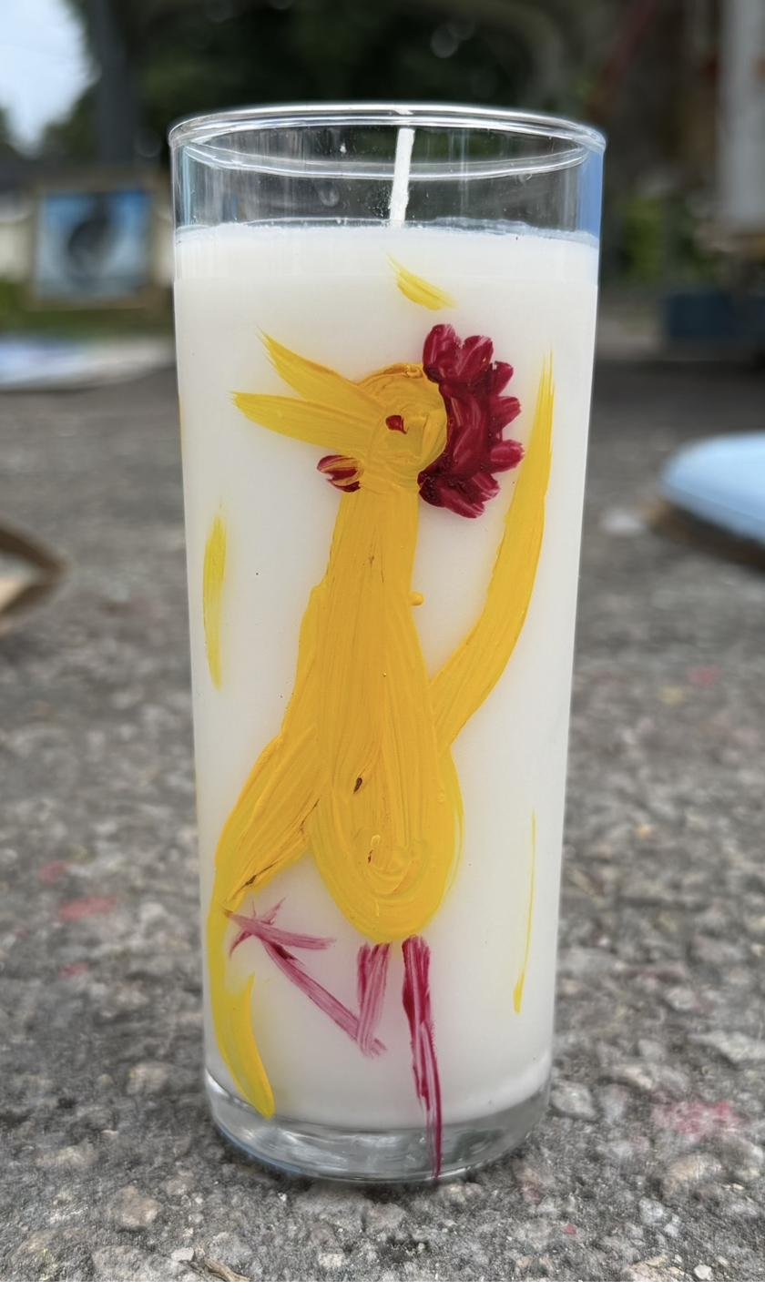 Yellow Rooster Candle